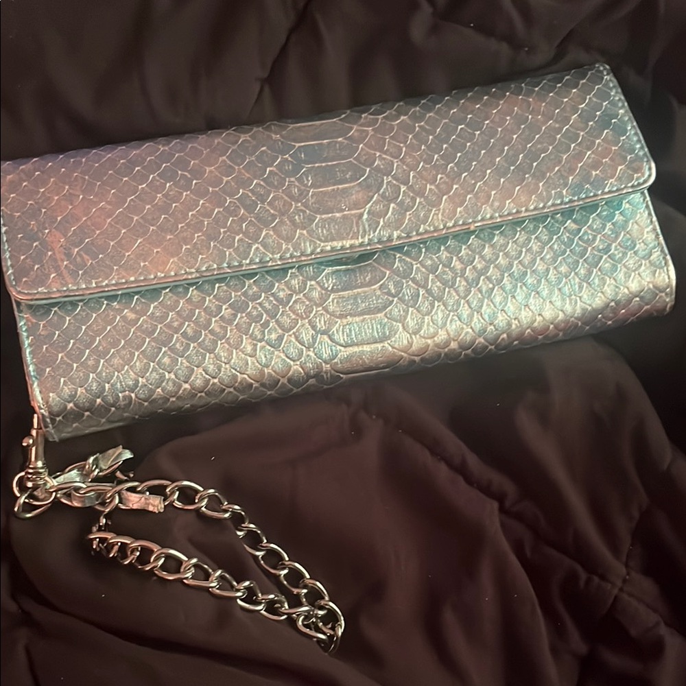 Elegant Silver Clutch with Chain